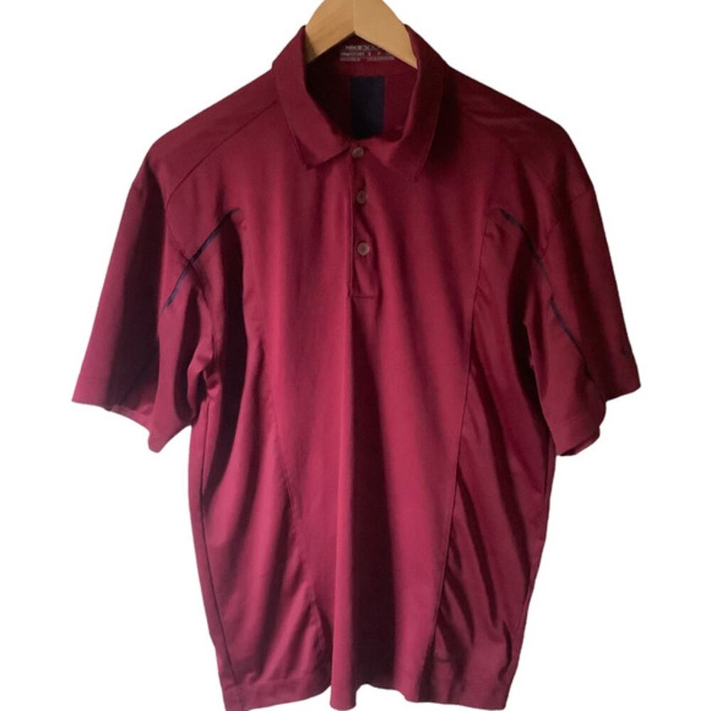 Nike Golf Nike Fit Dry Mens Burgundy Short Sleeve Athletic Polo Shirt Size Small